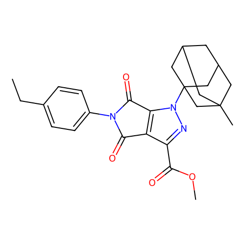 methyl 5-(4-ethylphenyl)-1-((1S,3S,5R)-3-methyladamantan-1-yl)-4,6-dioxo-1,4,5,6-tetrahydropyrrolo[3,4-c]pyrazole-3-carboxylate structure