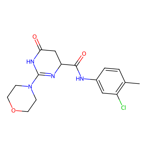 N-(3-chloro-4-methylphenyl)-6-hydroxy-2-(morpholin-4-yl)-4,5-dihydropyrimidine-4-carboxamide structure