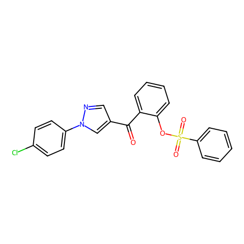 2-{[1-(4-chlorophenyl)-1H-pyrazol-4-yl]carbonyl}phenyl benzenesulfonate structure