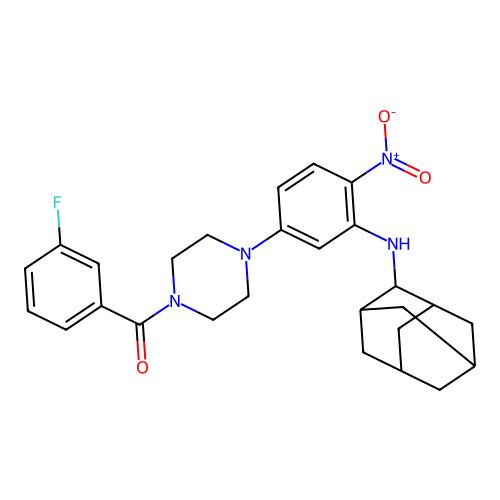 [4-[3-(2-Adamantylamino)-4-nitrophenyl]piperazin-1-yl]-(3-fluorophenyl)methanone structure