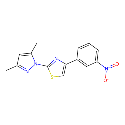 2-(3,5-dimethyl-1H-pyrazol-1-yl)-4-(3-nitrophenyl)-1,3-thiazole structure