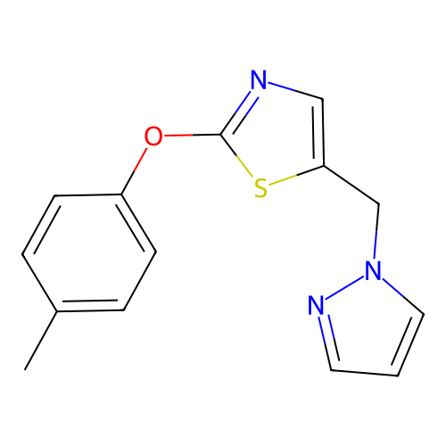 2-(4-Methylphenoxy)-5-(pyrazol-1-ylmethyl)-1,3-thiazole structure