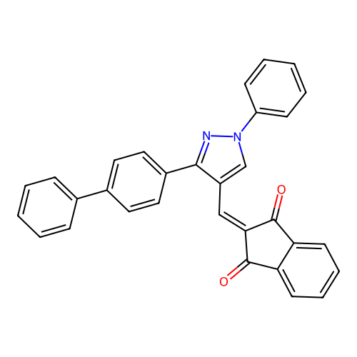 2-[[1-Phenyl-3-(4-phenylphenyl)pyrazol-4-yl]methylidene]indene-1,3-dione structure