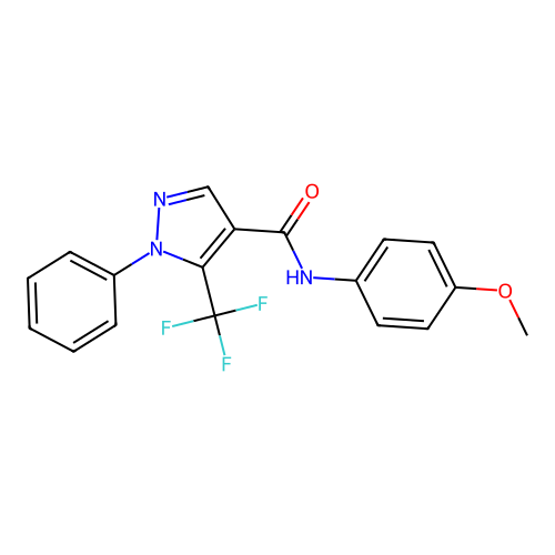 N-(4-methoxyphenyl)-1-phenyl-5-(trifluoromethyl)-1H-pyrazole-4-carboxamide structure