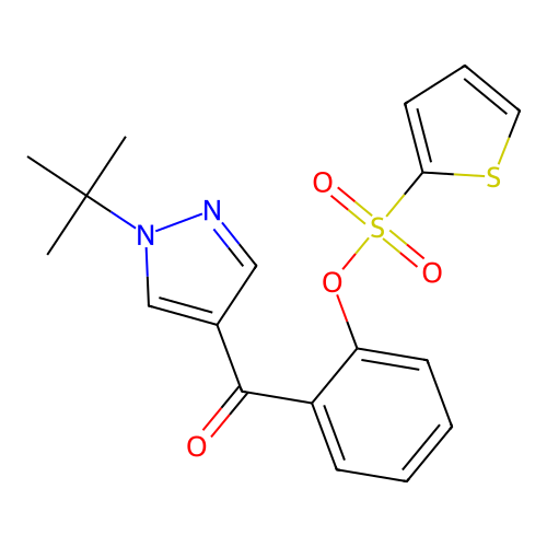 2-{[1-(tert-butyl)-1H-pyrazol-4-yl]carbonyl}phenyl 2-thiophenesulfonate structure
