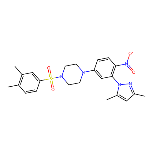 1-(3,4-dimethylphenyl)sulfonyl-4-[3-(3,5-dimethylpyrazol-1-yl)-4-nitrophenyl]piperazine structure