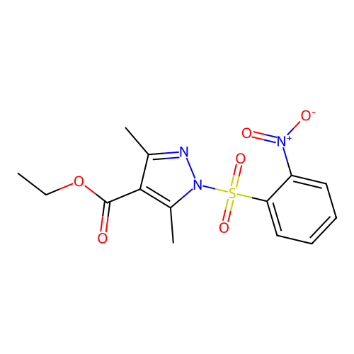 ethyl 3,5-dimethyl-1-[(2-nitrophenyl)sulfonyl]-1H-pyrazole-4-carboxylate structure