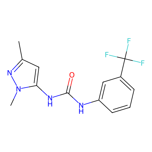 N-(1,3-dimethyl-1H-pyrazol-5-yl)-N'-[3-(trifluoromethyl)phenyl]urea structure