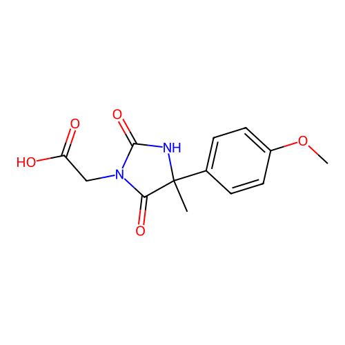 2-[4-(4-Methoxyphenyl)-4-methyl-2,5-dioxoimidazolidin-1-yl]acetic acid structure