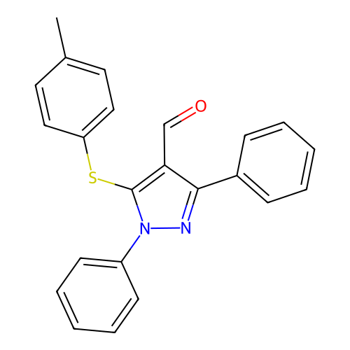 5-[(4-methylphenyl)sulfanyl]-1,3-diphenyl-1H-pyrazole-4-carbaldehyde structure