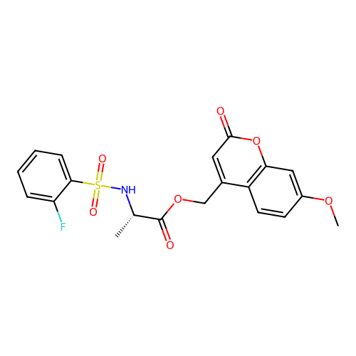 (7-methoxy-2-oxochromen-4-yl)methyl (2S)-2-[(2-fluorophenyl)sulfonylamino]propanoate structure