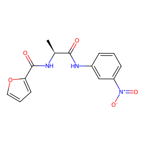 N-[(2S)-1-(3-nitroanilino)-1-oxopropan-2-yl]furan-2-carboxamide structure