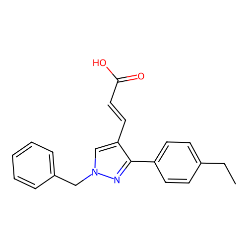 3-[1-Benzyl-3-(4-ethylphenyl)pyrazol-4-yl]prop-2-enoic acid structure