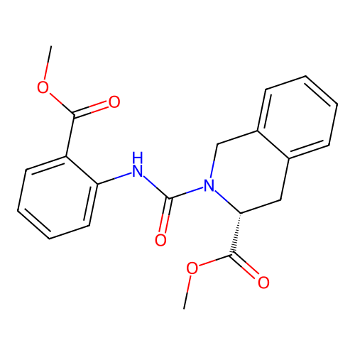 (R)-methyl 2-((2-(methoxycarbonyl)phenyl)carbamoyl)-1,2,3,4-tetrahydroisoquinoline-3-carboxylate structure