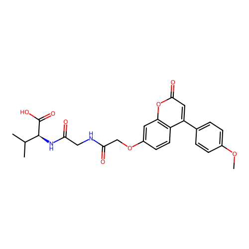 (S)-2-(2-(2-((4-(4-methoxyphenyl)-2-oxo-2H-chromen-7-yl)oxy)acetamido)acetamido)-3-methylbutanoic acid structure
