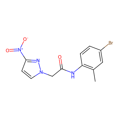 N-(4-bromo-2-methylphenyl)-2-(3-nitropyrazol-1-yl)acetamide structure