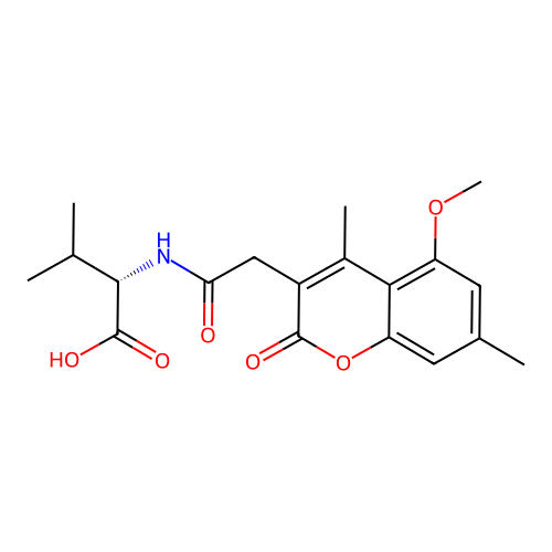 (S)-2-(2-(5-methoxy-4,7-dimethyl-2-oxo-2H-chromen-3-yl)acetamido)-3-methylbutanoic acid structure