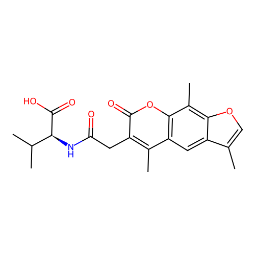 (S)-3-methyl-2-(2-(3,5,9-trimethyl-7-oxo-7H-furo[3,2-g]chromen-6-yl)acetamido)butanoic acid structure