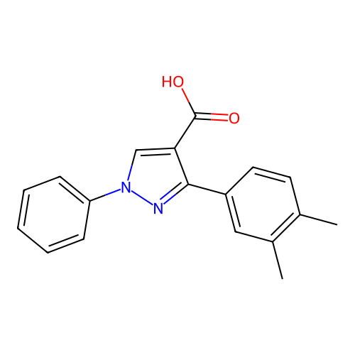 3-(3,4-dimethylphenyl)-1-phenyl-1H-pyrazole-4-carboxylic acid structure