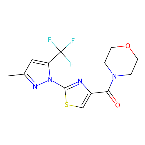 [2-[3-methyl-5-(trifluoromethyl)pyrazol-1-yl]-1,3-thiazol-4-yl]-morpholin-4-ylmethanone structure