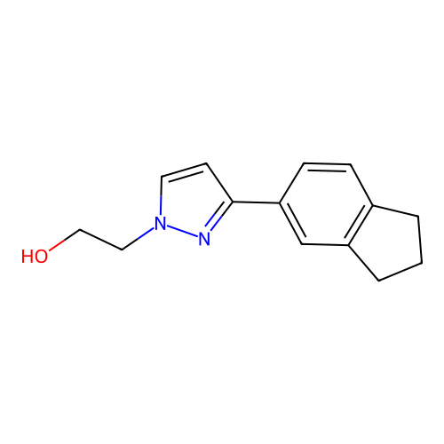2-[3-(2,3-dihydro-1H-inden-5-yl)-1H-pyrazol-1-yl]-1-ethanol structure