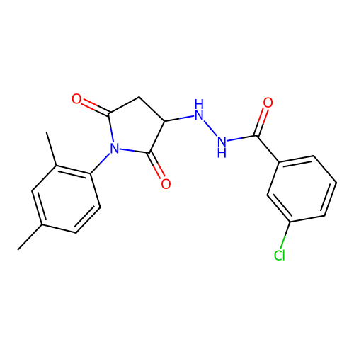 3-chloro-N'-[1-(2,4-dimethylphenyl)-2,5-dioxopyrrolidin-3-yl]benzohydrazide structure