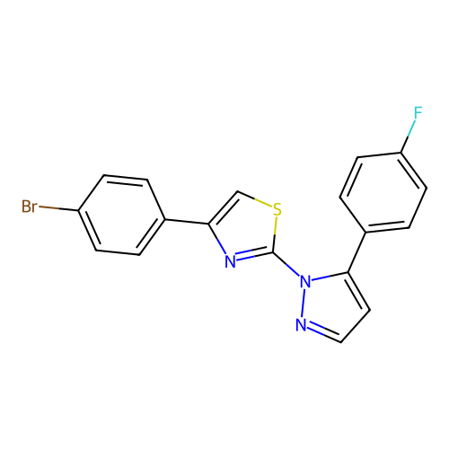 4-(4-bromophenyl)-2-[5-(4-fluorophenyl)-1H-pyrazol-1-yl]-1,3-thiazole structure