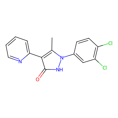 1-(3,4-dichlorophenyl)-5-methyl-4-(2-pyridinyl)-1H-pyrazol-3-ol structure