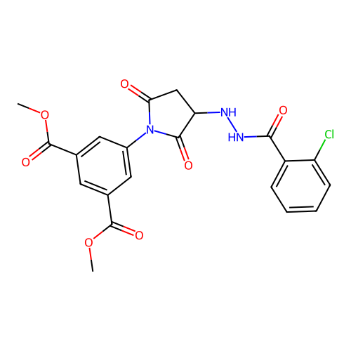 dimethyl 5-(3-(2-((2-chlorophenyl)carbonyl)hydrazino)-2,5-dioxo-1-pyrrolidinyl)-1,3-benzenedicarboxylate structure