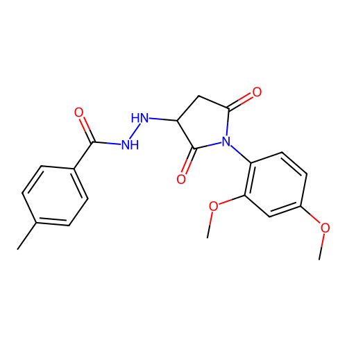 N'-[1-(2,4-dimethoxyphenyl)-2,5-dioxopyrrolidin-3-yl]-4-methylbenzohydrazide structure