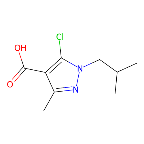 5-chloro-3-methyl-1-(2-methylpropyl)-1H-pyrazole-4-carboxylic acid structure