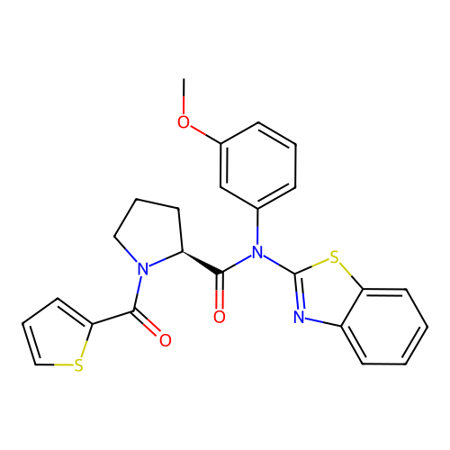 (2S)-N-2-Benzothiazolyl-N-(3-methoxyphenyl)-1-(2-thienylcarbonyl)-2-pyrrolidinecarboxamide structure