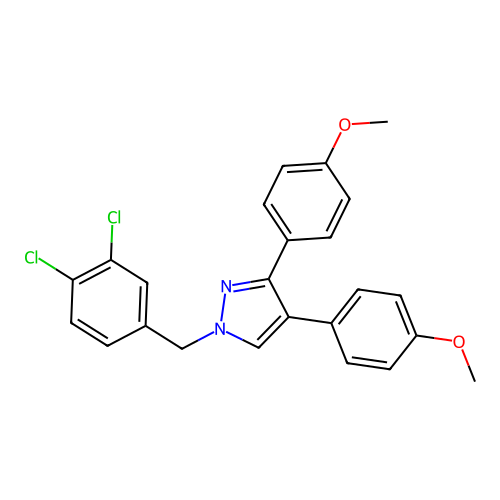 1-[(3,4-Dichlorophenyl)methyl]-3,4-bis(4-methoxyphenyl)pyrazole structure