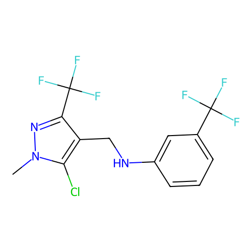 N-{[5-chloro-1-methyl-3-(trifluoromethyl)-1H-pyrazol-4-yl]methyl}-3-(trifluoromethyl)aniline structure