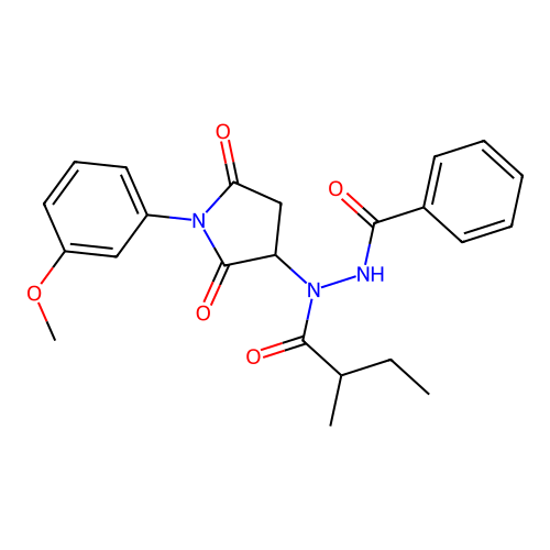 N'-[1-(3-methoxyphenyl)-2,5-dioxopyrrolidin-3-yl]-N'-(2-methylbutanoyl)benzohydrazide structure