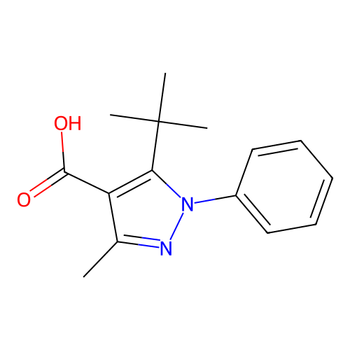 5-tert-butyl-3-methyl-1-phenyl-1H-pyrazole-4-carboxylic acid structure