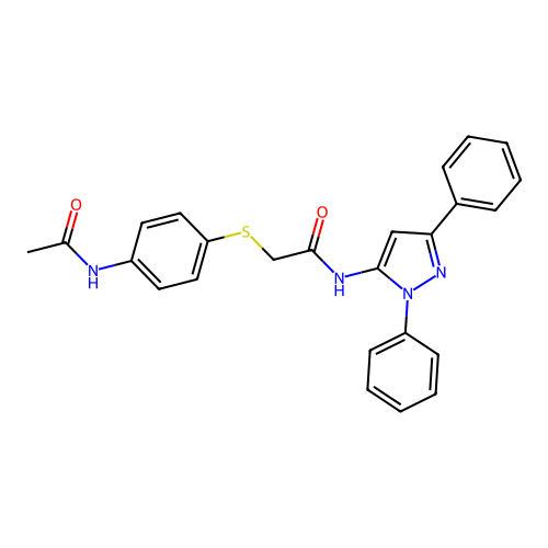 2-[[4-(Acetylamino)phenyl]thio]-N-(1,3-diphenyl-1H-pyrazol-5-yl)acetamide structure