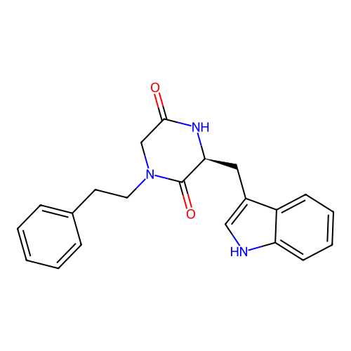 (S)-3-((1H-indol-3-yl)methyl)-1-phenethylpiperazine-2,5-dione structure