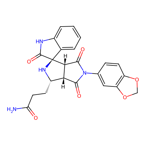 3-((1'R,3'S,3a'S,6a'R)-5'-(benzo[d][1,3]dioxol-5-yl)-2,4',6'-trioxo-3',3a',4',5',6',6a'-hexahydro-2'H-spiro[indoline-3,1'-pyrrolo[3,4-c]pyrrol]-3'-yl)propanamide structure