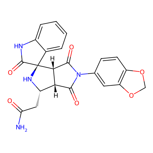 2-((1'R,3'S,3a'S,6a'R)-5'-(benzo[d][1,3]dioxol-5-yl)-2,4',6'-trioxo-3',3a',4',5',6',6a'-hexahydro-2'H-spiro[indoline-3,1'-pyrrolo[3,4-c]pyrrol]-3'-yl)acetamide structure
