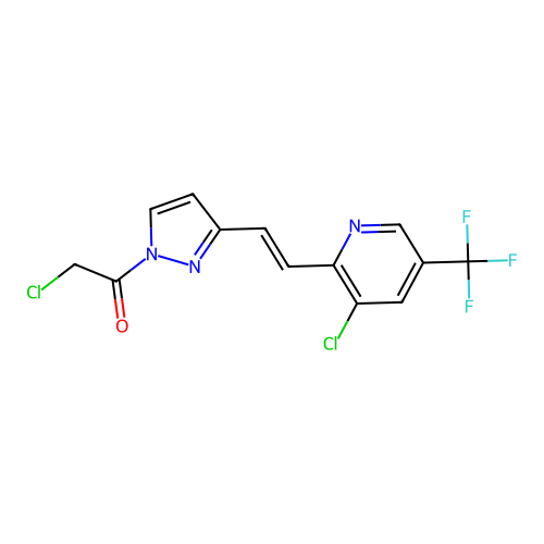 2-chloro-1-[3-[2-[3-chloro-5-(trifluoromethyl)pyridin-2-yl]ethenyl]pyrazol-1-yl]ethanone structure