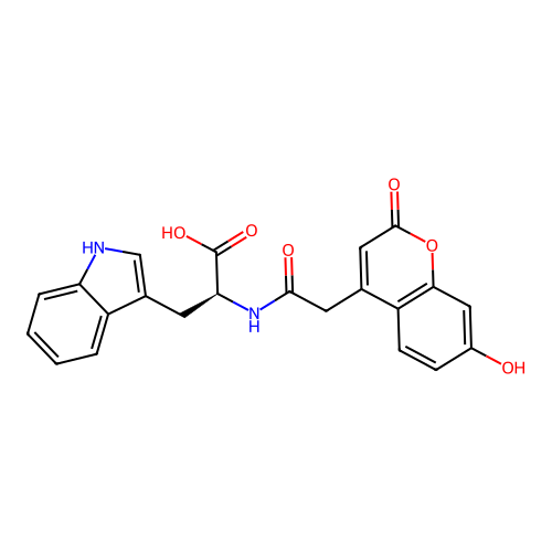 N-[(7-hydroxy-2-oxo-2H-chromen-4-yl)acetyl]-L-tryptophan structure