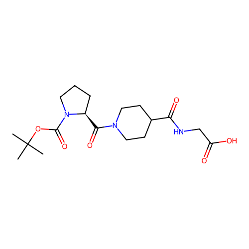 N-({1-[1-(tert-butoxycarbonyl)-L-prolyl]piperidin-4-yl}carbonyl)glycine structure