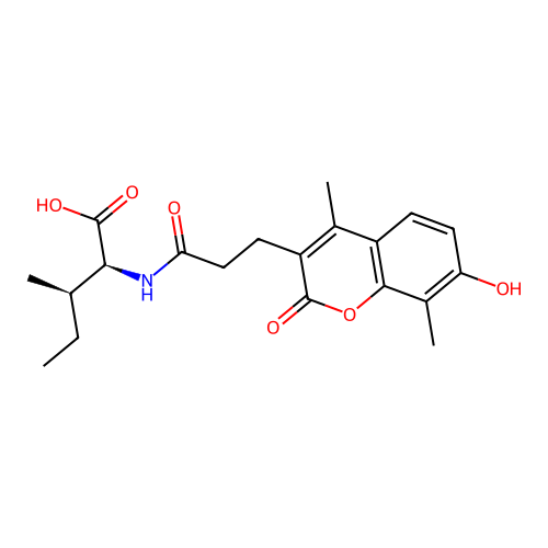 (2S,3R)-2-(3-(7-hydroxy-4,8-dimethyl-2-oxo-2H-chromen-3-yl)propanamido)-3-methylpentanoic acid structure