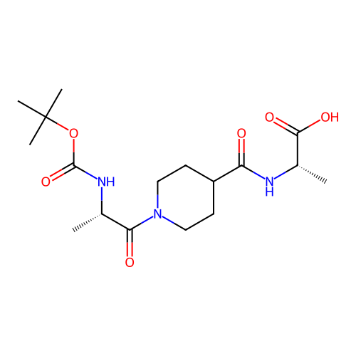 (2S)-2-[[1-[(2S)-2-[(2-methylpropan-2-yl)oxycarbonylamino]propanoyl]piperidine-4-carbonyl]amino]propanoic acid structure