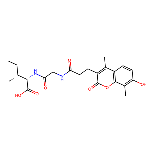 (2S,3R)-2-(2-(3-(7-hydroxy-4,8-dimethyl-2-oxo-2H-chromen-3-yl)propanamido)acetamido)-3-methylpentanoic acid structure