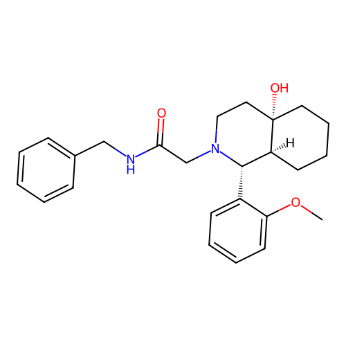 2-[(1R,4aS,8aS)-4a-hydroxy-1-(2-methoxyphenyl)-1,3,4,5,6,7,8,8a-octahydroisoquinolin-2-yl]-N-benzylacetamide structure