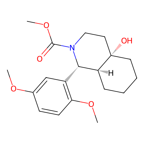 methyl (1R,4aS,8aS)-1-(2,5-dimethoxyphenyl)-4a-hydroxy-1,3,4,5,6,7,8,8a-octahydroisoquinoline-2-carboxylate structure