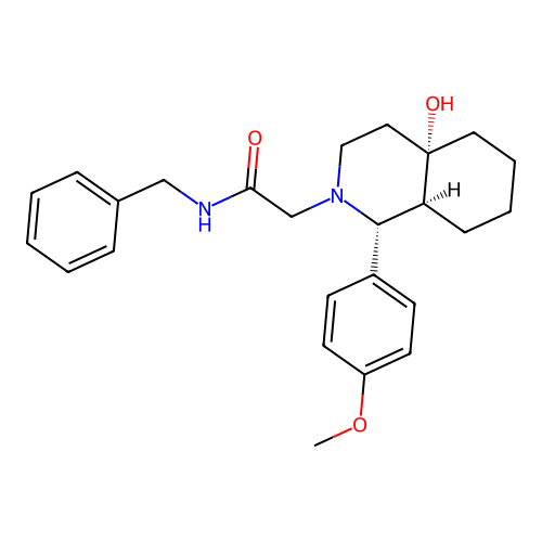 2-[(1R,4aS,8aS)-4a-hydroxy-1-(4-methoxyphenyl)-1,3,4,5,6,7,8,8a-octahydroisoquinolin-2-yl]-N-benzylacetamide structure
