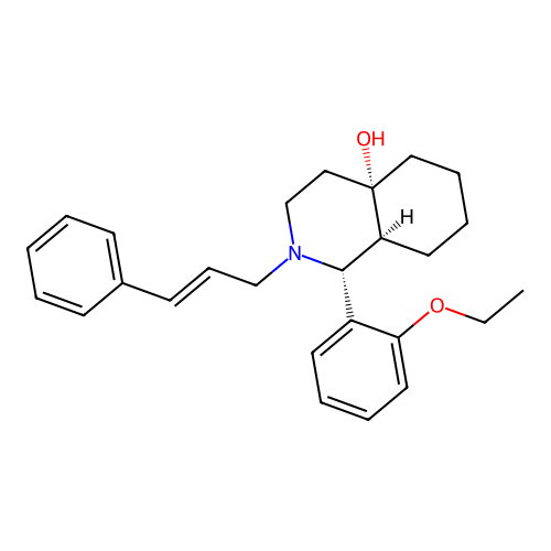 2-cinnamyl-1-(2-ethoxyphenyl)-1,3,4,5,6,7,8,8a-octahydroisoquinolin-4a-ol structure